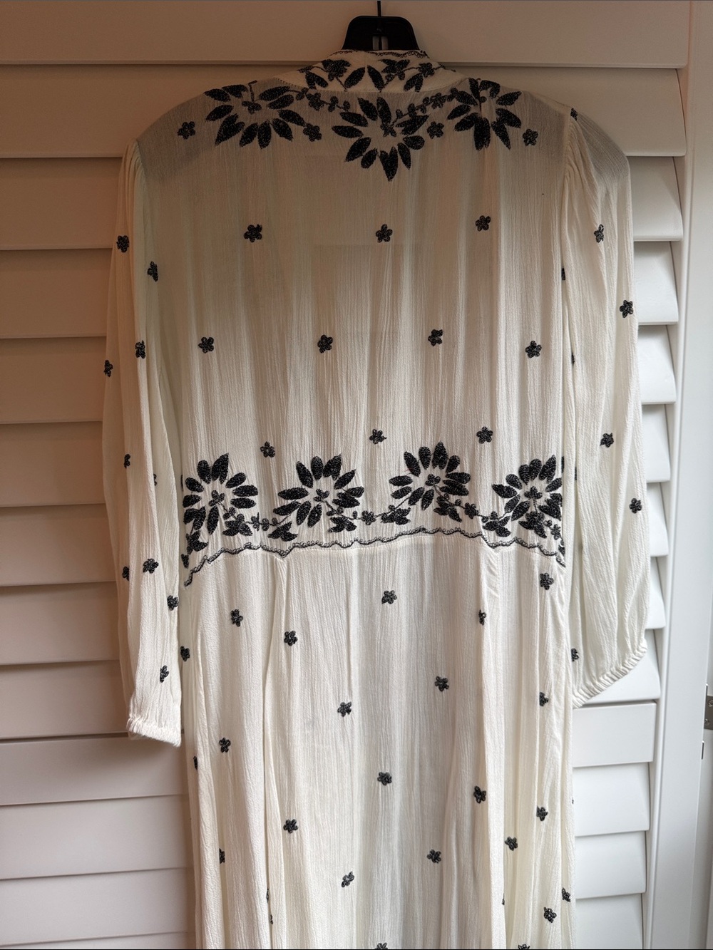Free People White Maxi Dress with Black Floral Embroidery - Picture 6 of 6